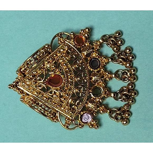 Gold Pendant with Colorful Glass - Picture 3 of 11